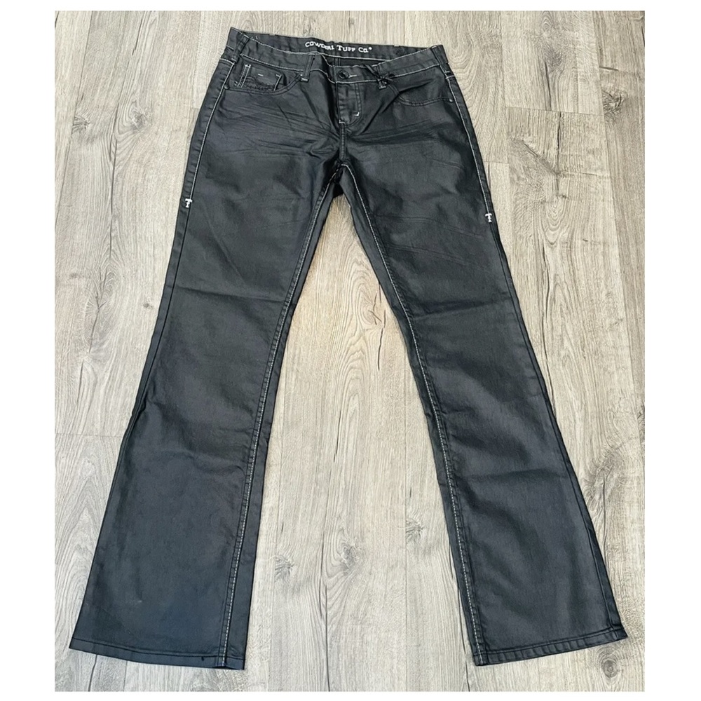 NWT Cowgirl Tuff Blackout Black Coated Denim Western Bootcut Jeans Size 31x35
